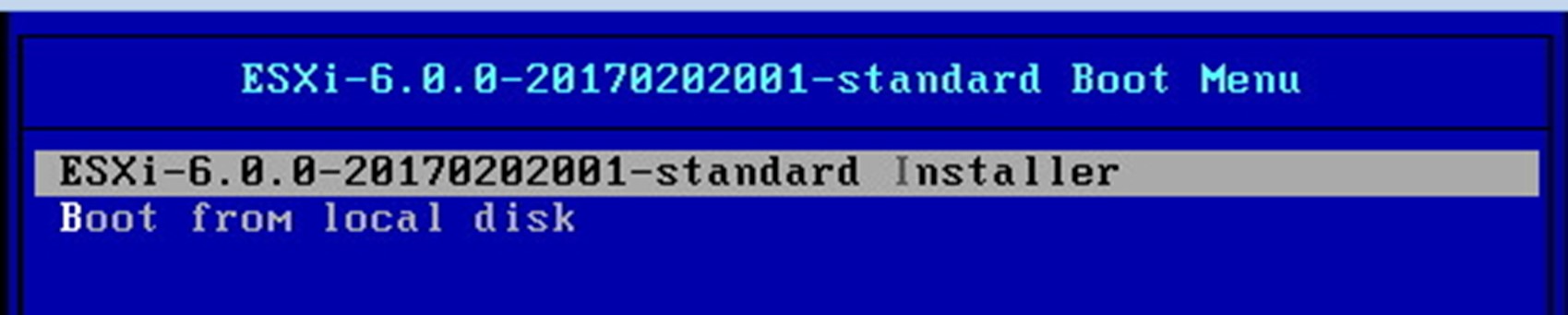 Écran de sélection de l'installeur ESXi